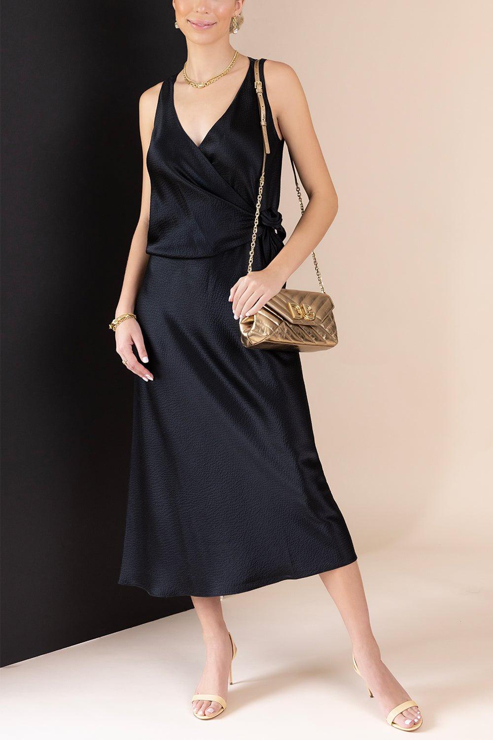 PETER COHEN-Sleeveless Wrap Dress - Black-