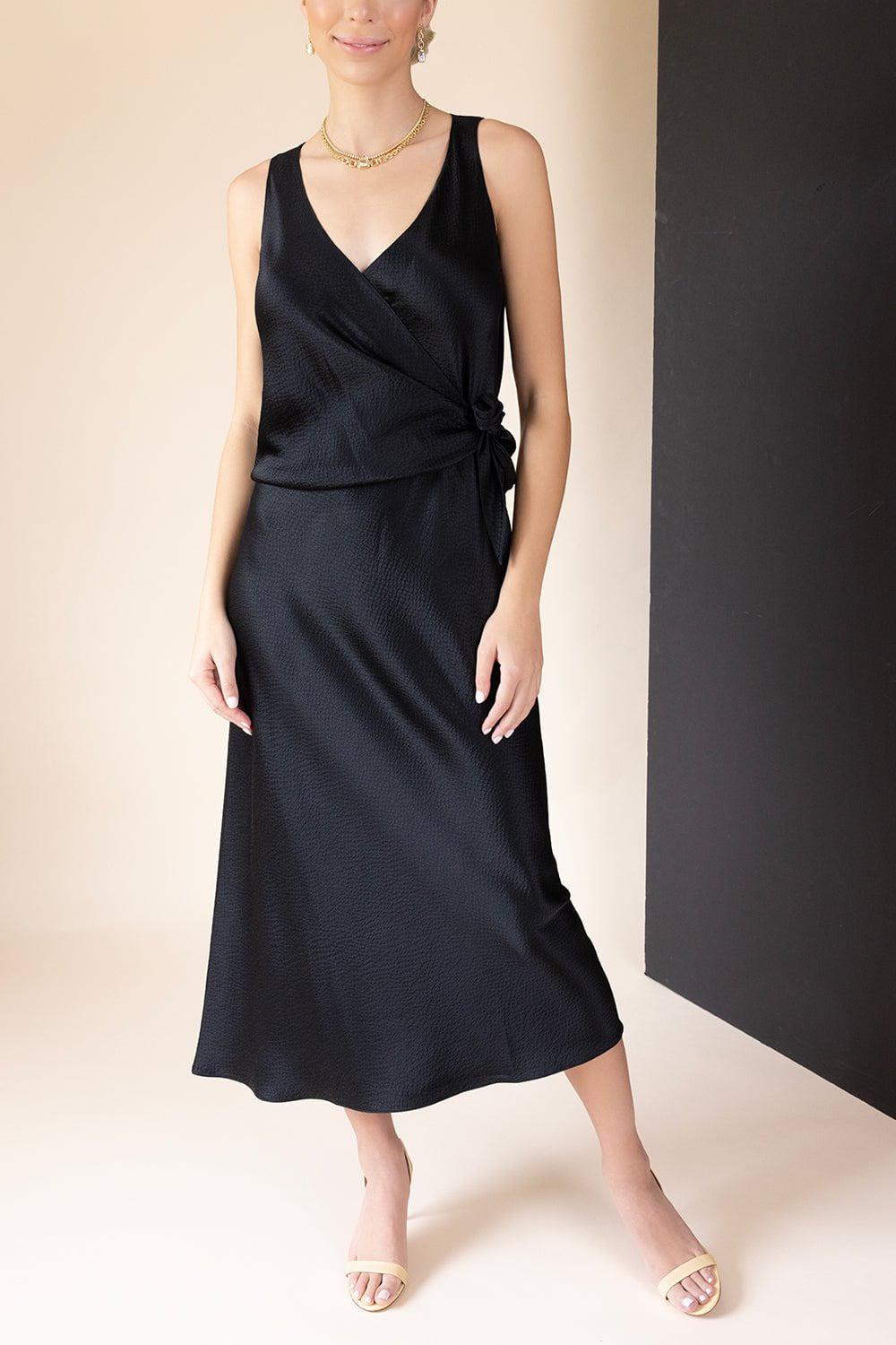 PETER COHEN-Sleeveless Wrap Dress - Black-