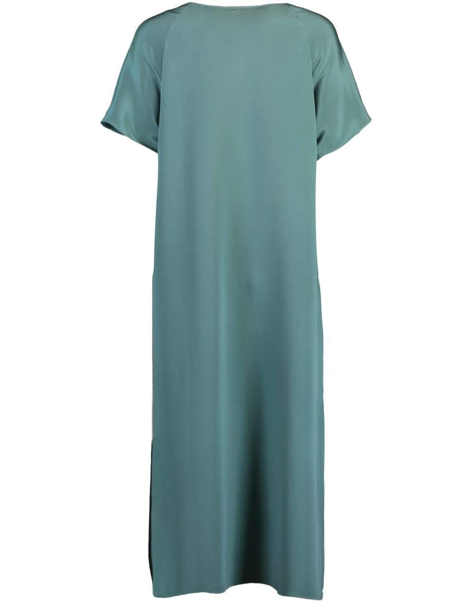 PETER COHEN-Turquoise Short Sleeve Side Slit Shirt Dress-