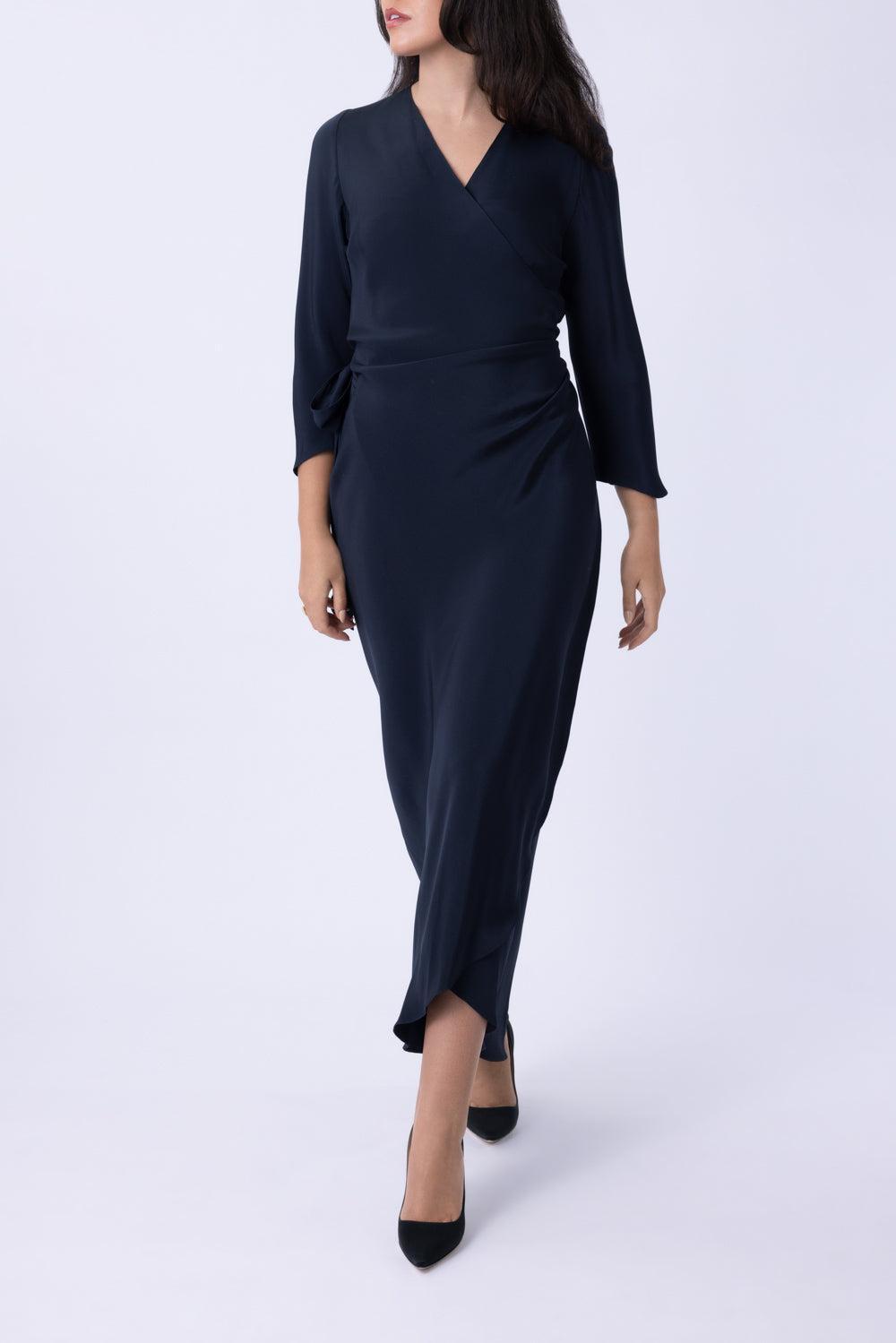 Sleevesign Dress - Navy-BLUE-L-CLOTHINGDRESSEVENING-PETER COHEN