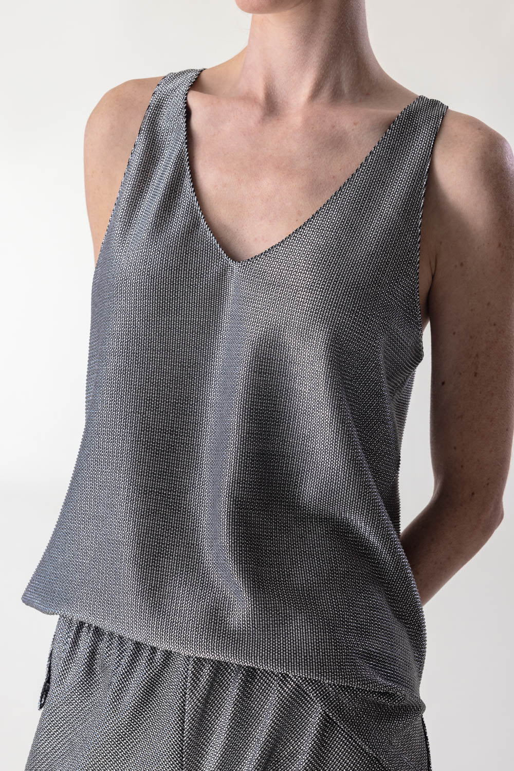 Bias Pant - Silver Mesh-SILVER-P-CLOTHINGPANTCROPPED-PETER COHEN
