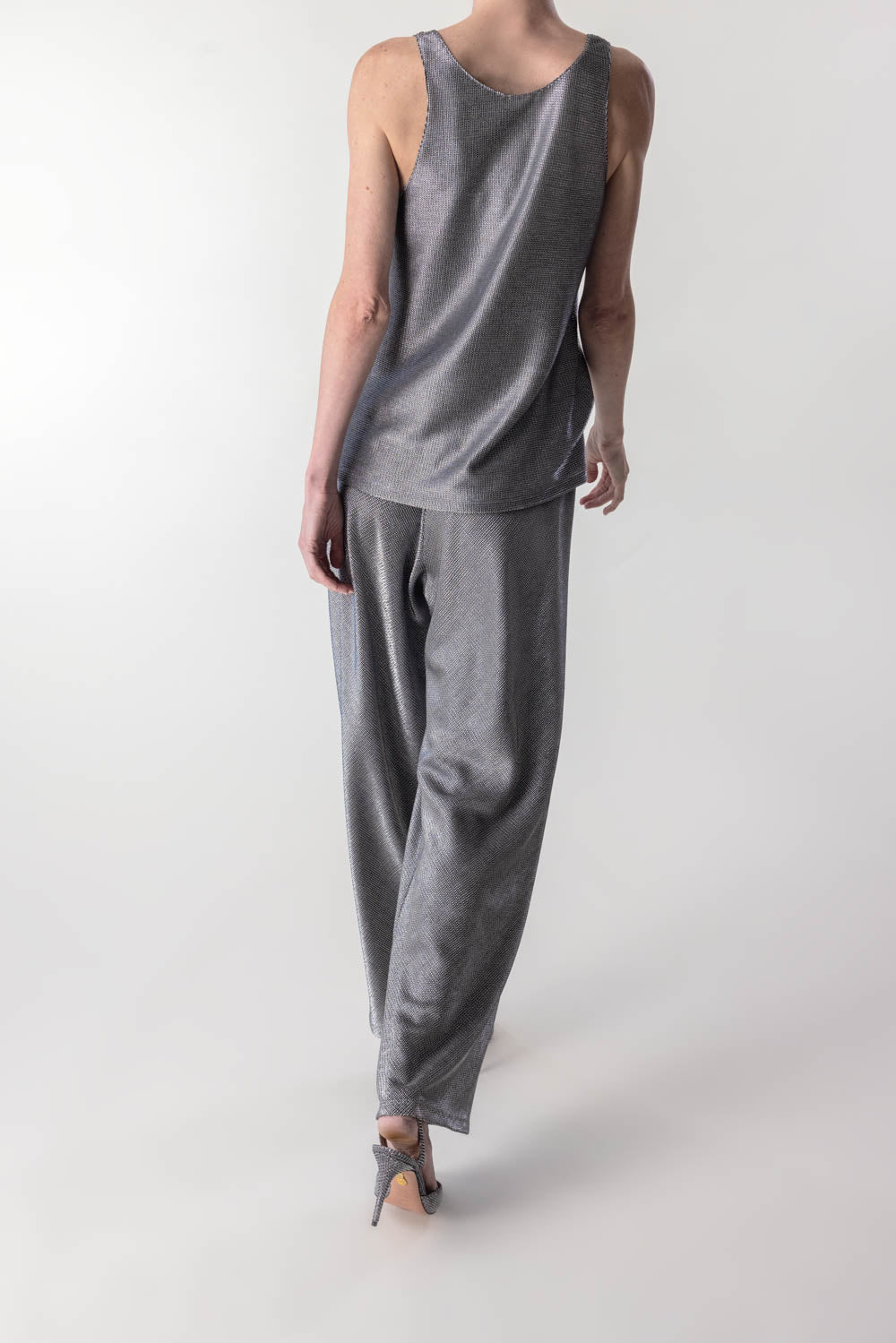 Bias Pant - Silver Mesh-SILVER-P-CLOTHINGPANTCROPPED-PETER COHEN