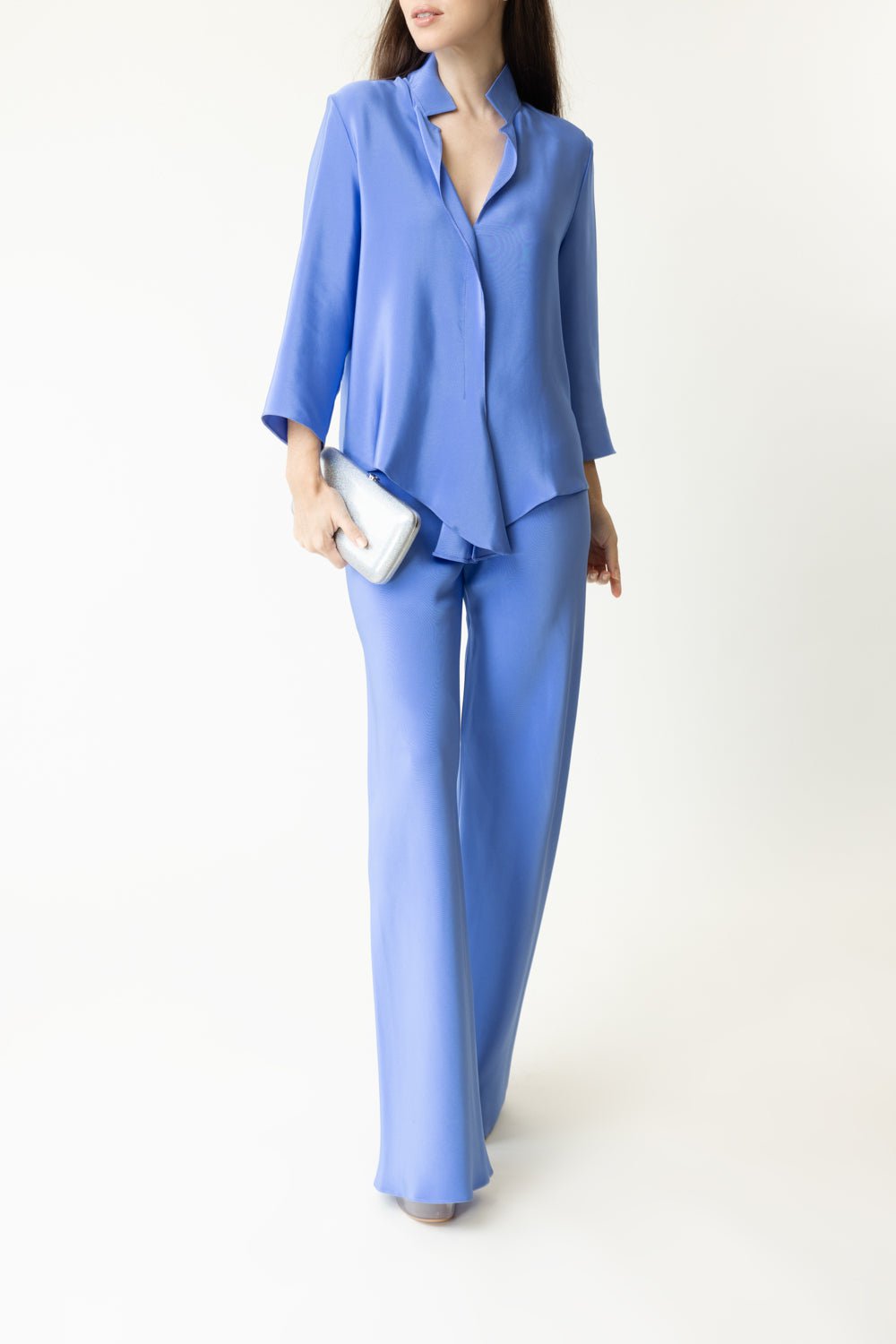 PETER COHEN-Bias Wide Leg Pant - Medium Blue-MED BLUE