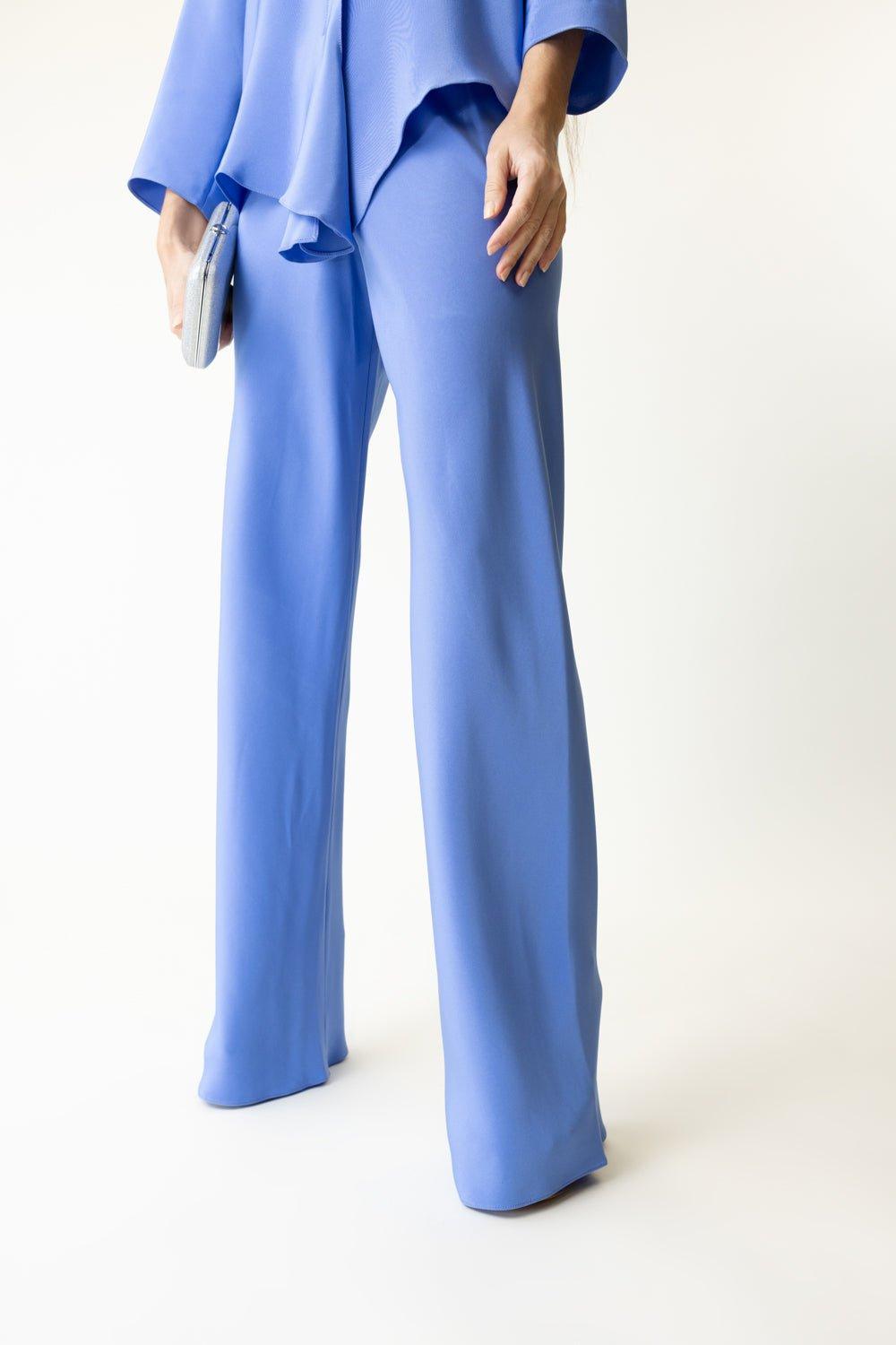 PETER COHEN-Bias Wide Leg Pant - Medium Blue-MED BLUE