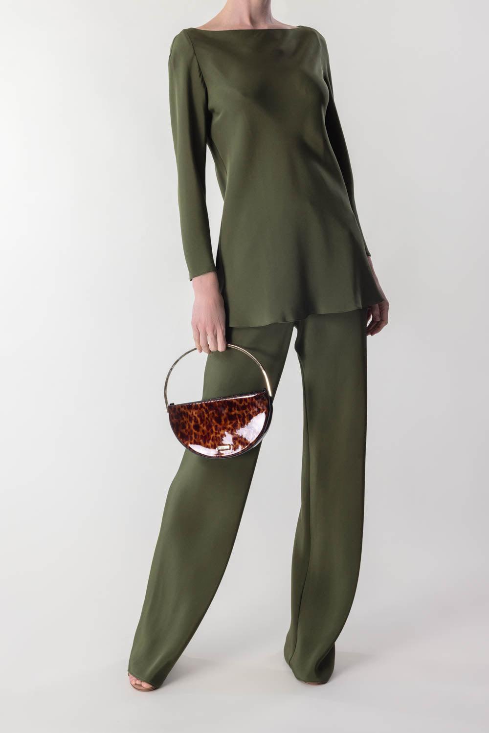 PETER COHEN-Bias Wide Leg Pant - Green Earth-