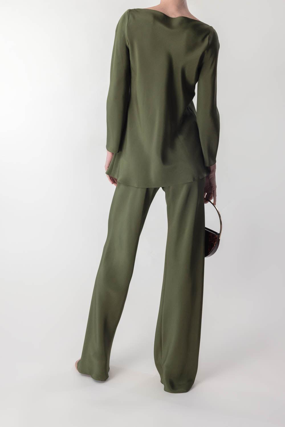 PETER COHEN-Bias Wide Leg Pant - Green Earth-