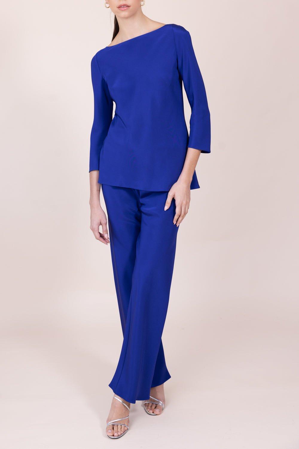 PETER COHEN-Bias Wide Leg Pant - Sapphire-