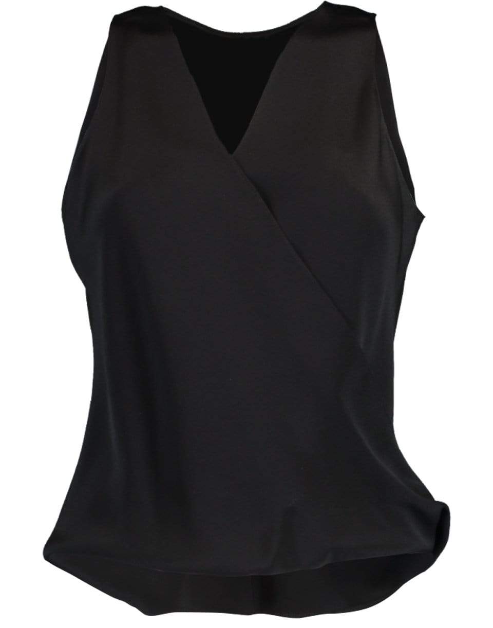 PETER COHEN-Black Sleeveless Crossover High Tide Top-BLACK