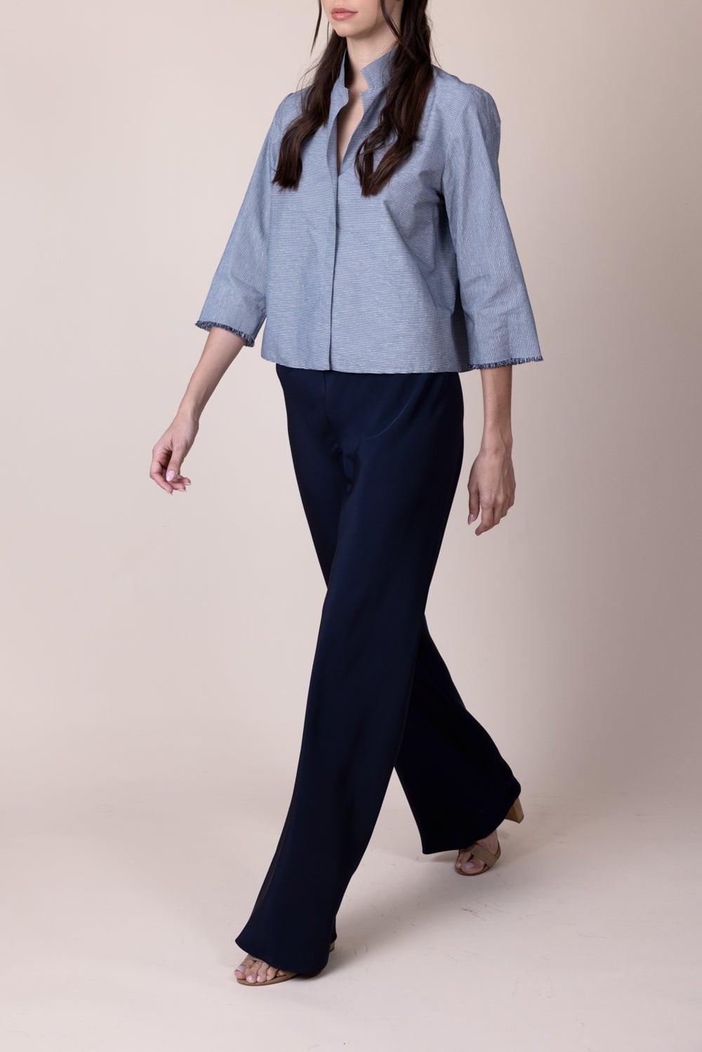 PETER COHEN-Square Front Frolic Top - Blue-