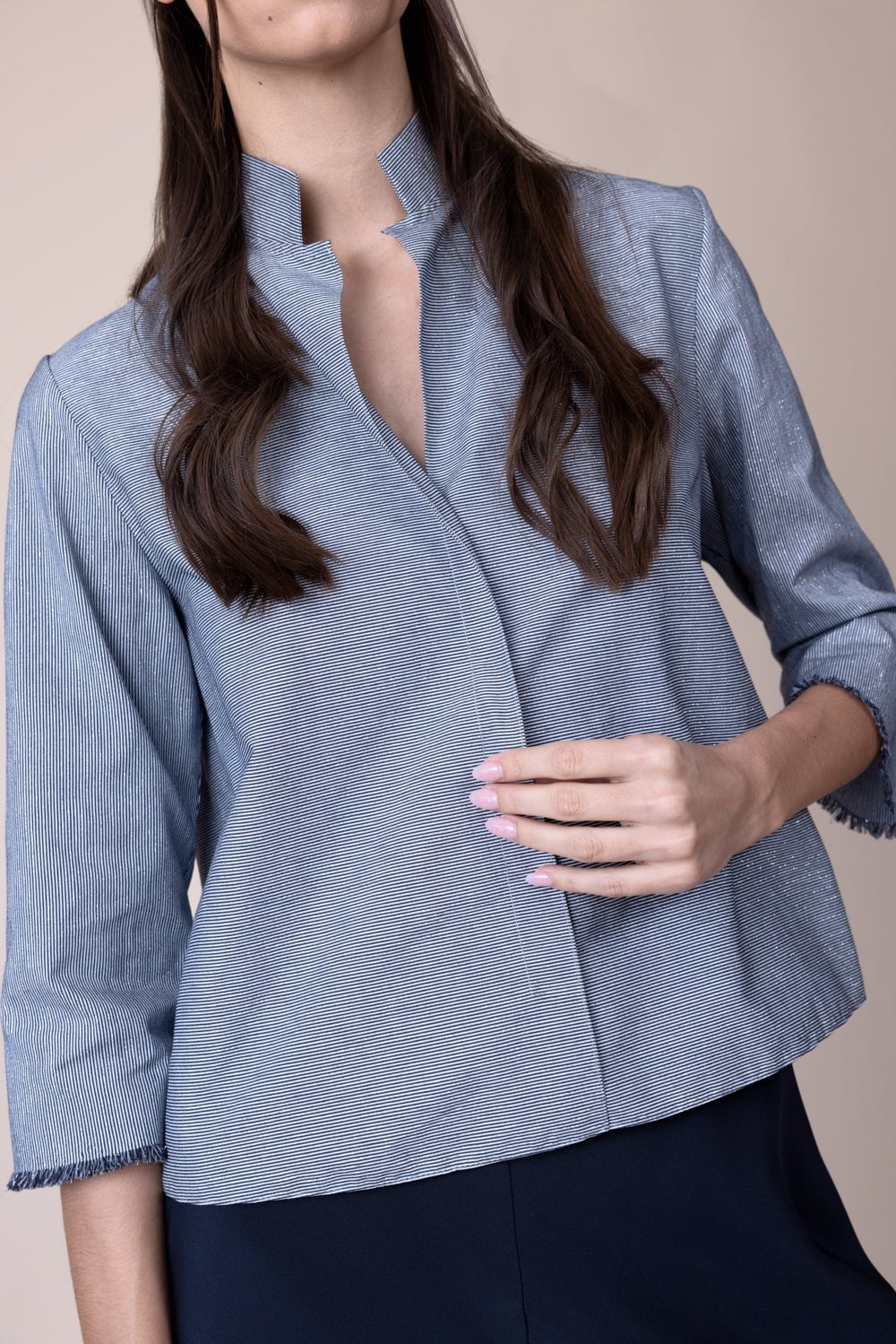 PETER COHEN-Square Front Frolic Top - Blue-