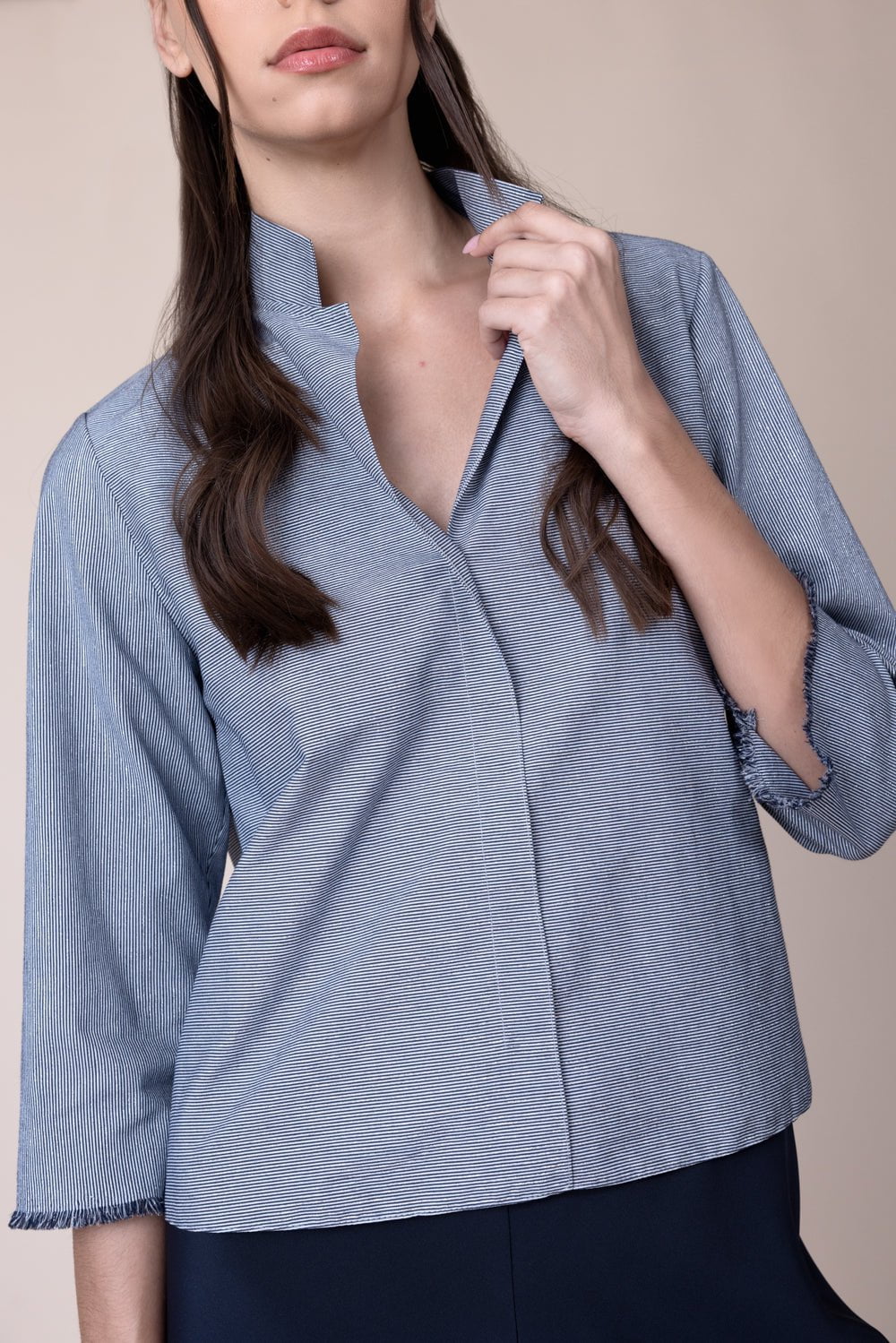 PETER COHEN-Square Front Frolic Top - Blue-
