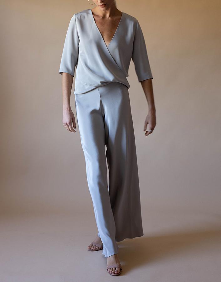 PETER COHEN-Elbow Sleeve V-Neck Crossover Give Blouse-
