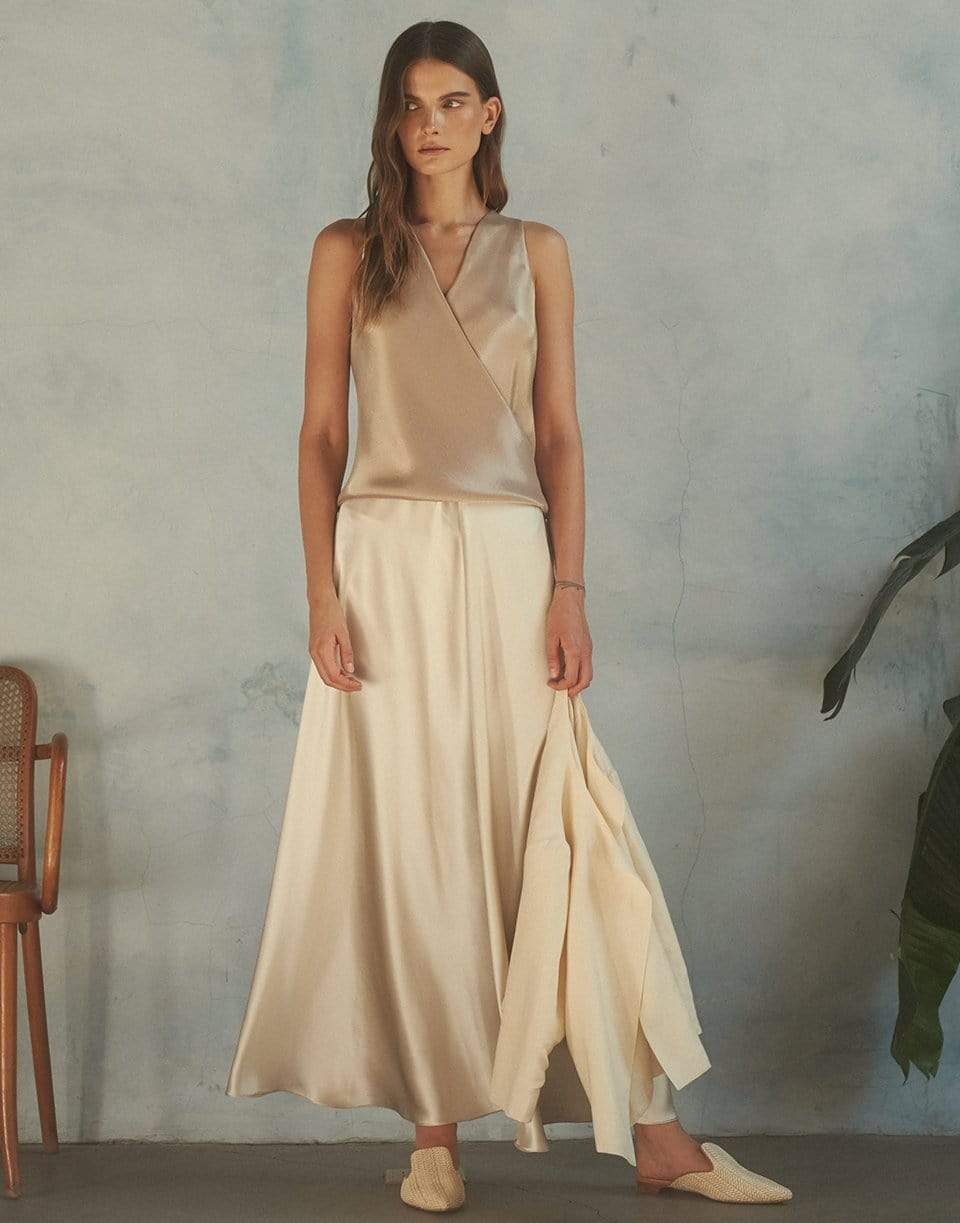 PETER COHEN-Peach Sleeveless Crossover High Tide Top-