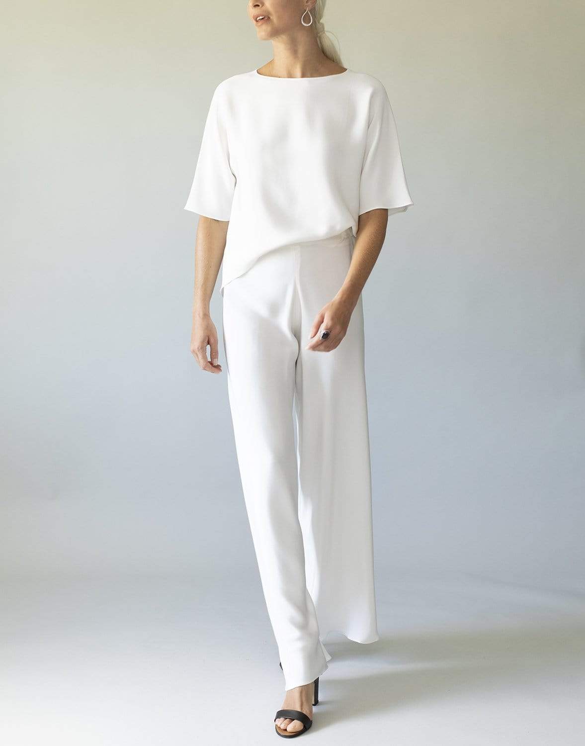 PETER COHEN-White Short Sleeve High-Low True Tee-