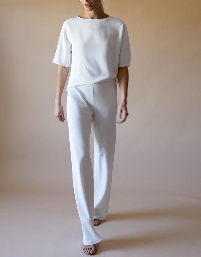 PETER COHEN-White Short Sleeve High-Low True Tee-