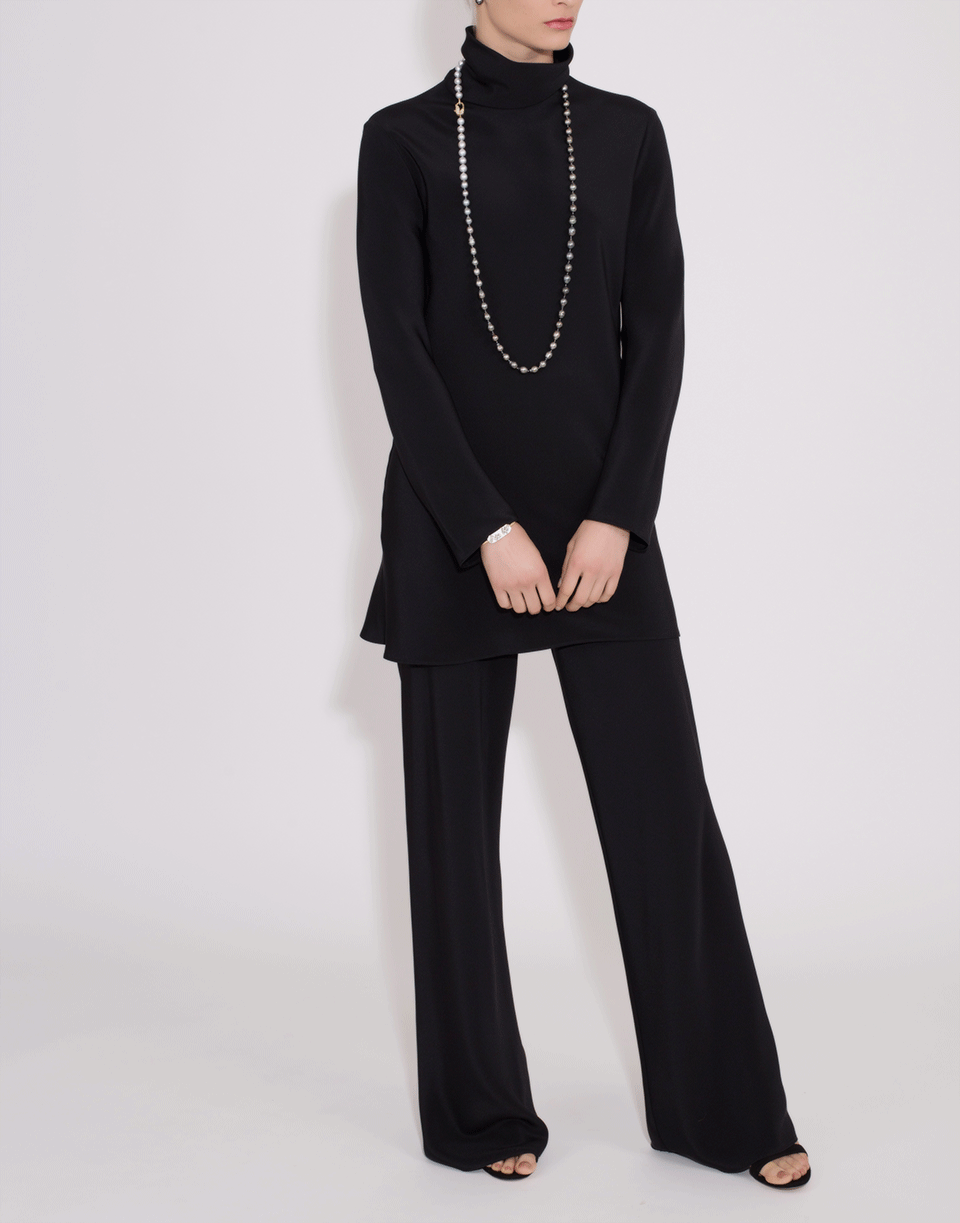 PETER COHEN-Button Neck Silk Tunic-BLACK