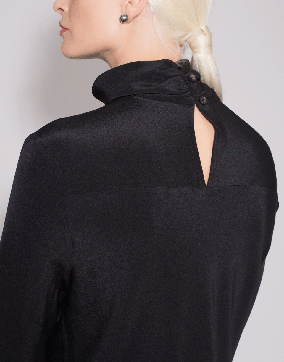 PETER COHEN-Button Neck Silk Tunic-BLACK