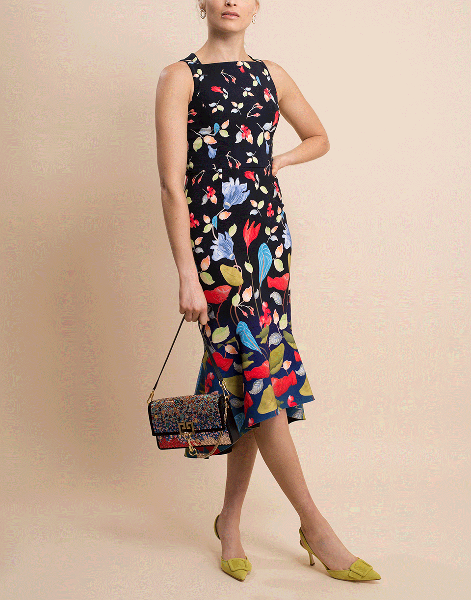 PETER PILOTTO-Printed Cady Kia Frill Dress-