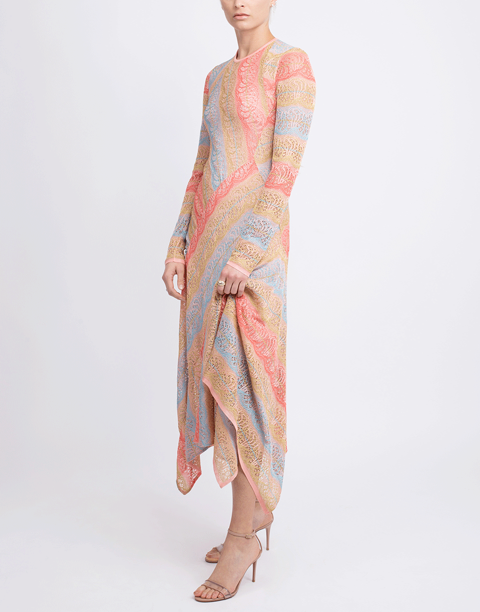 PETER PILOTTO-Lace Jacquard Knit Dress-PINK