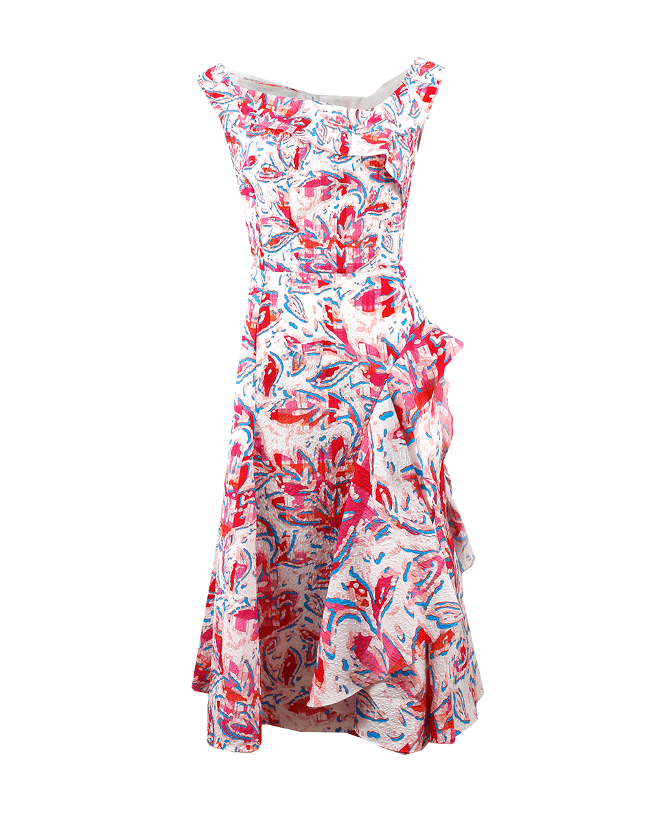 PETER PILOTTO-Leaf Print Waffle Dress-RED