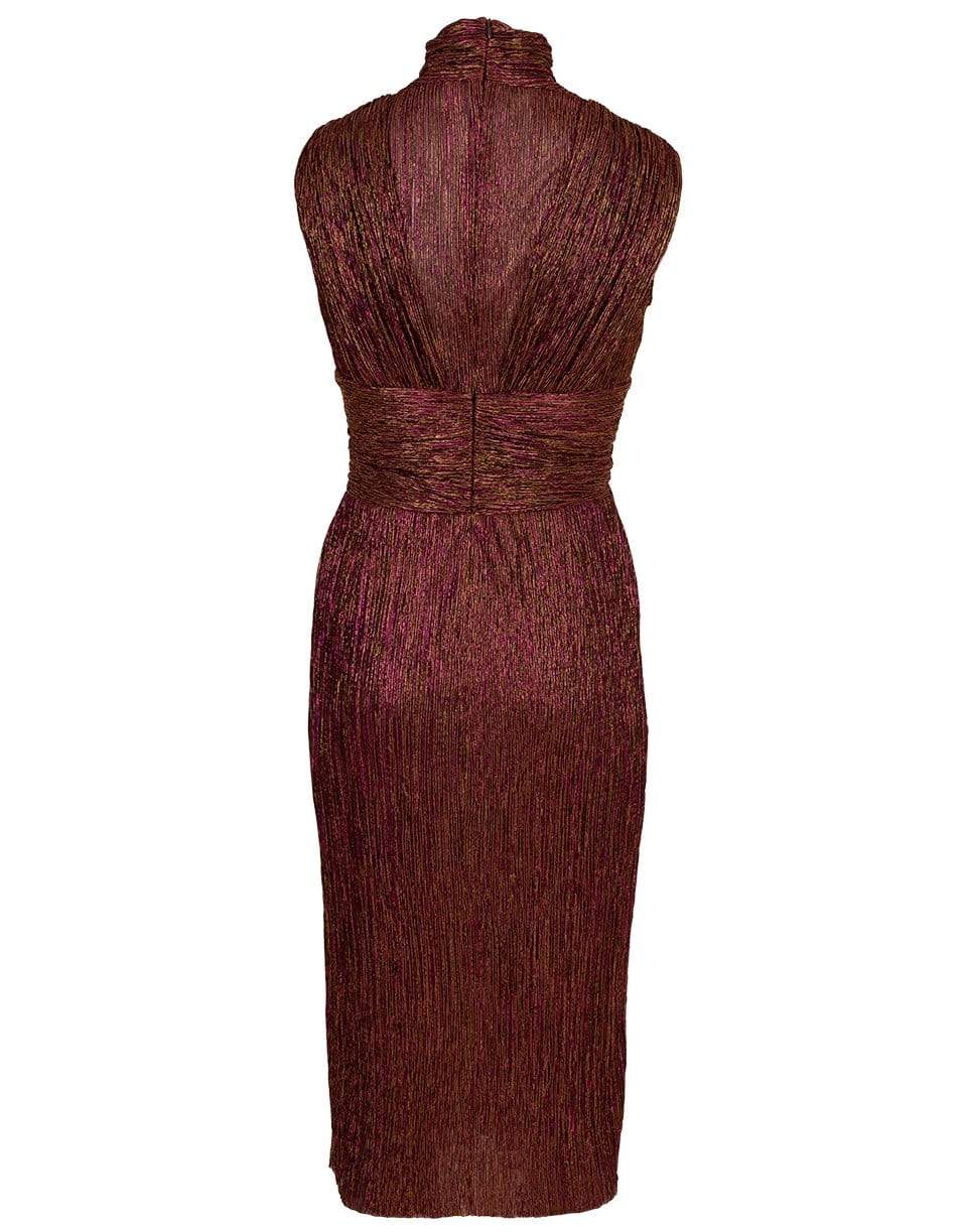 PETER PILOTTO-Metallic Jersey Twist Midi Dress-RUST