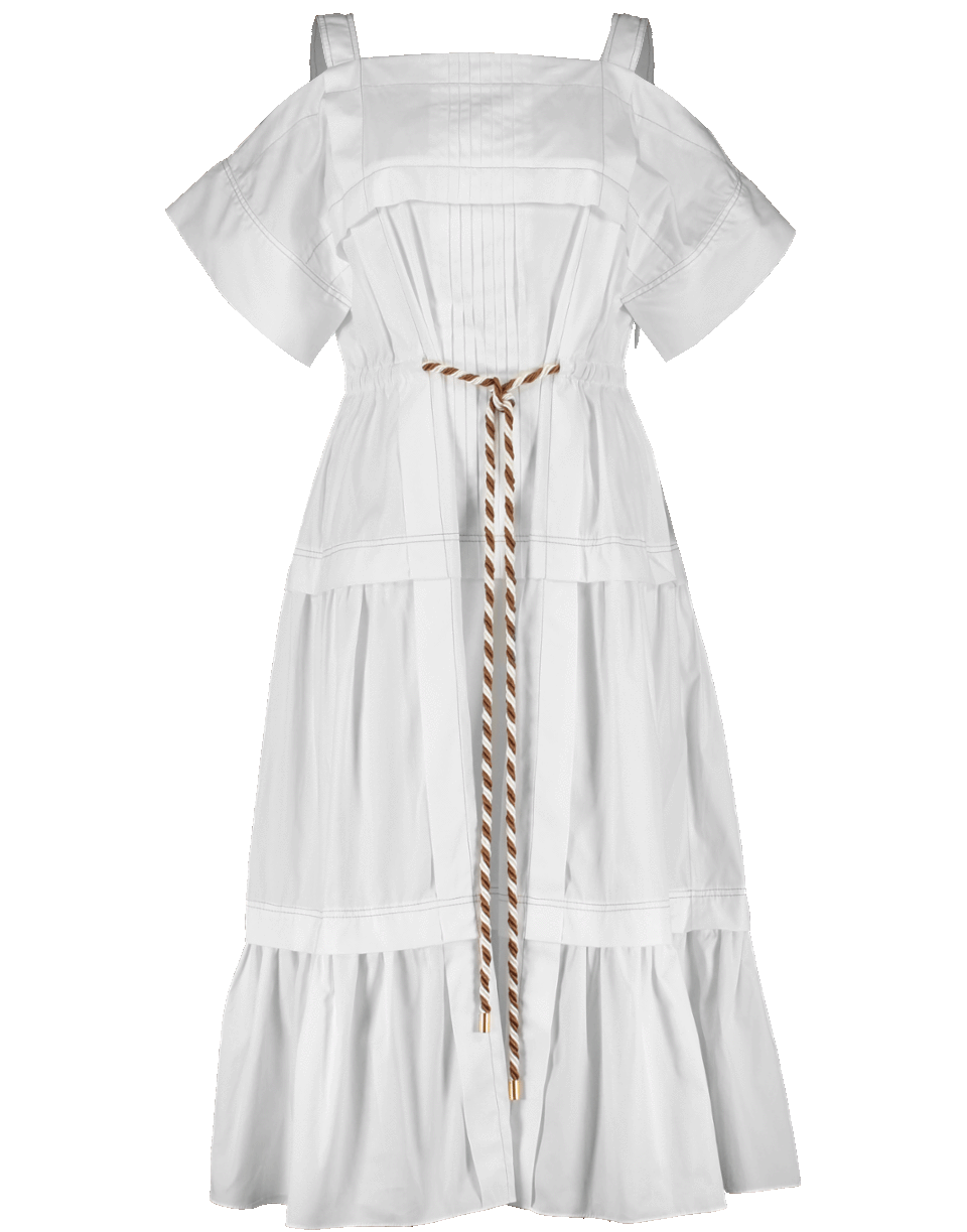 PETER PILOTTO-Cotton Cold Shoulder Pleated Dress-