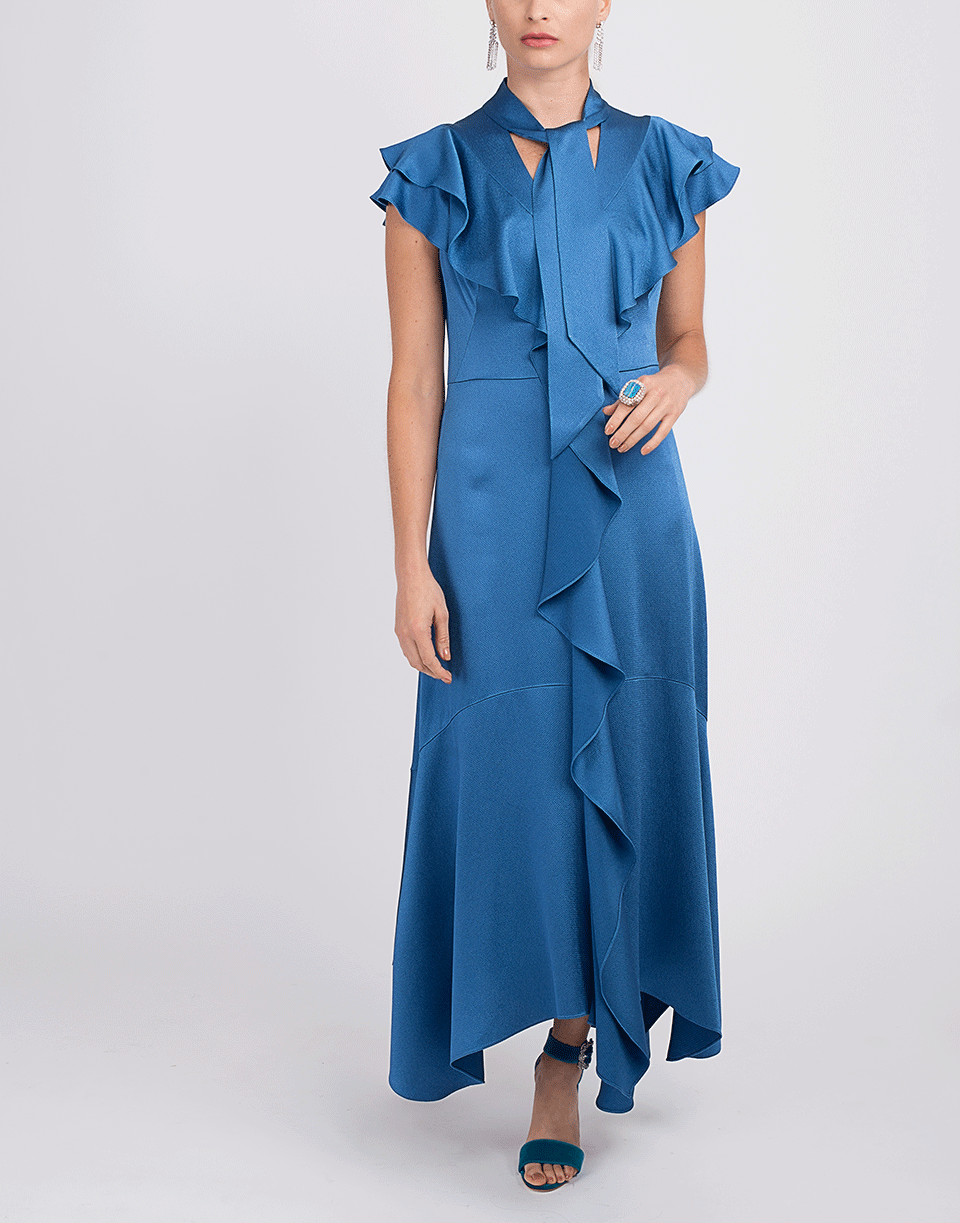 PETER PILOTTO-Ruffle Hammered Satin Dress-