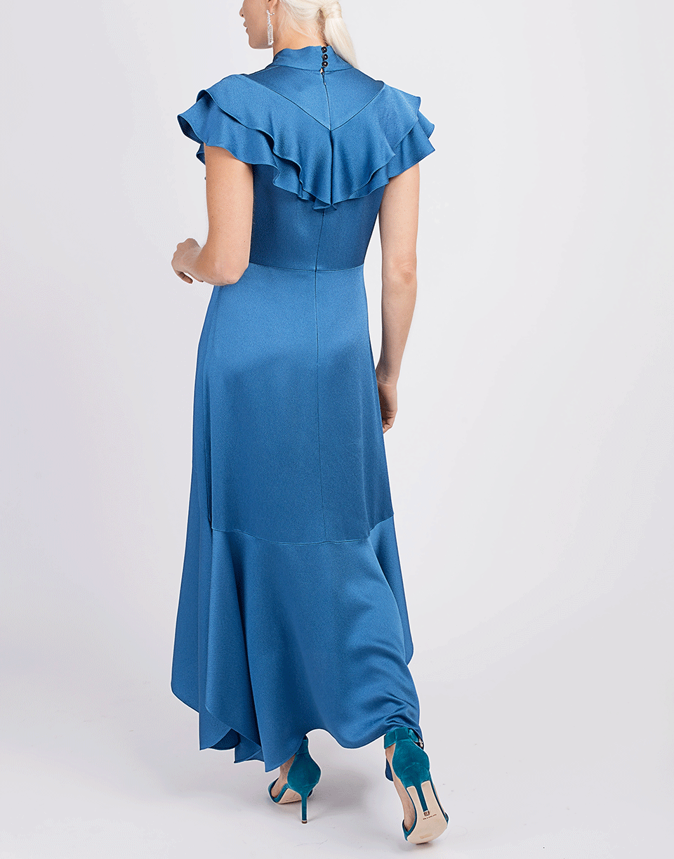 PETER PILOTTO-Ruffle Hammered Satin Dress-