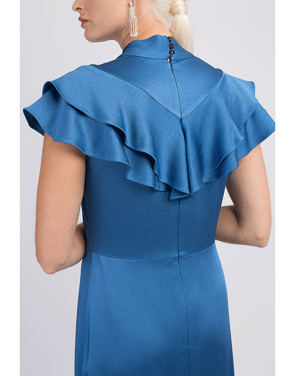 PETER PILOTTO-Ruffle Hammered Satin Dress-