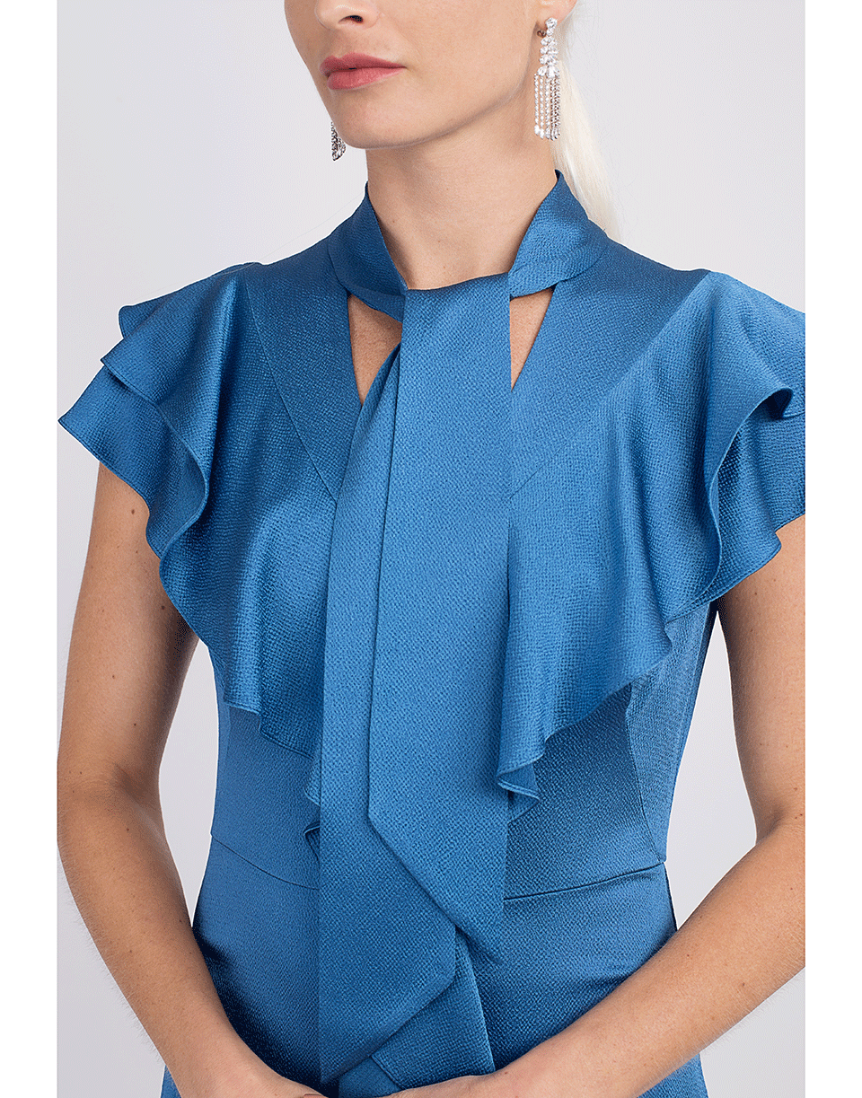 PETER PILOTTO-Ruffle Hammered Satin Dress-