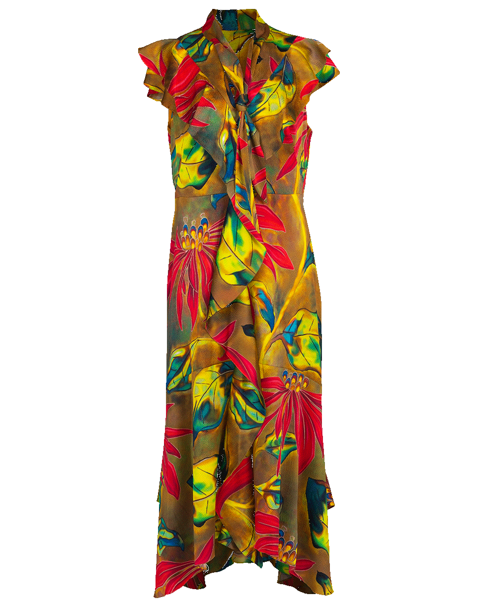 PETER PILOTTO-Silk Ruffle Midi Dress-