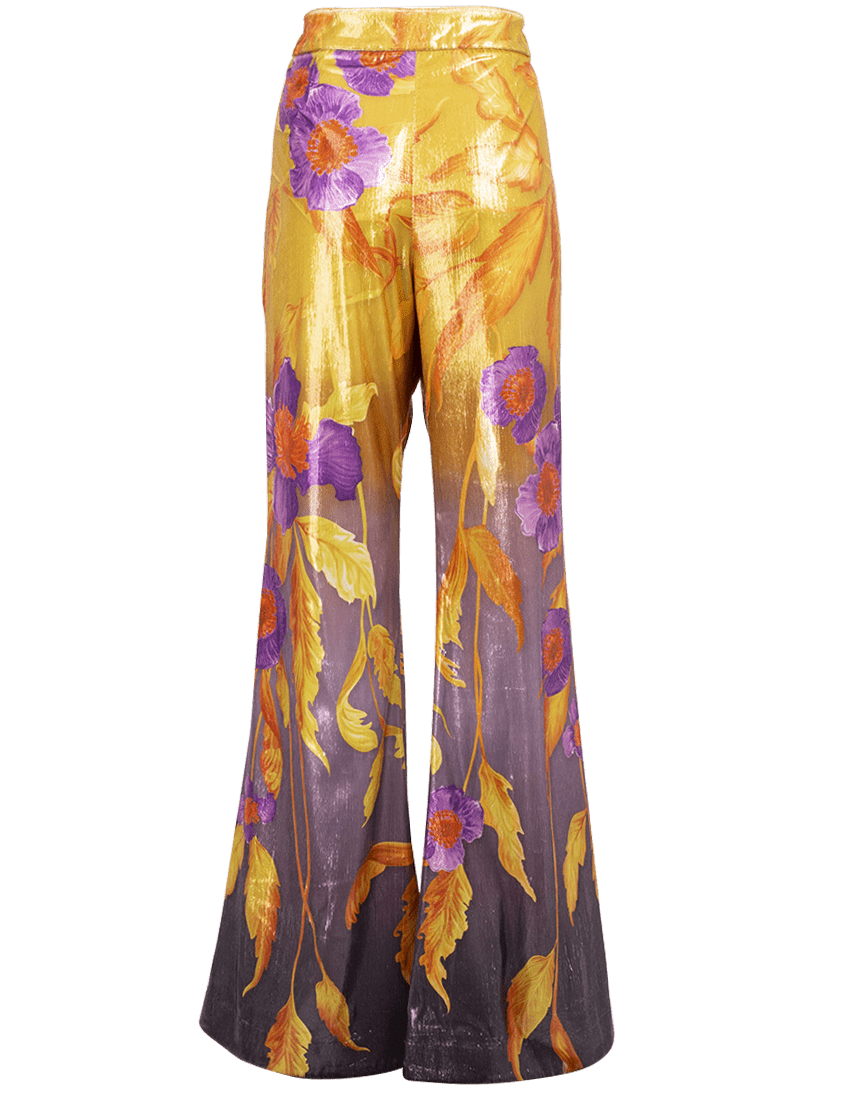 PETER PILOTTO-Printed Velvet Flare Trousers-POPPY
