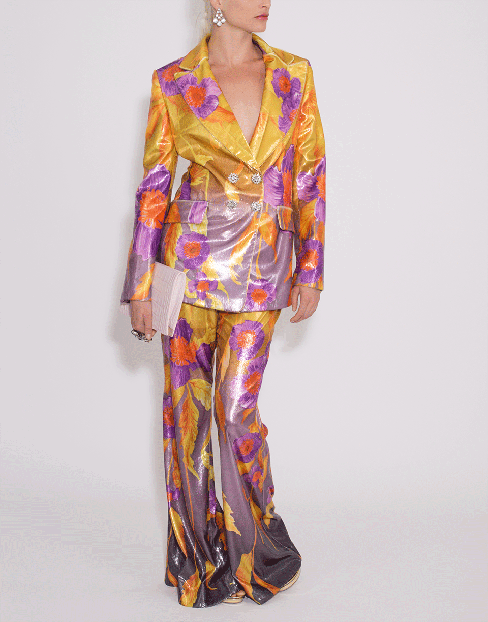 PETER PILOTTO-Printed Velvet Flare Trousers-POPPY