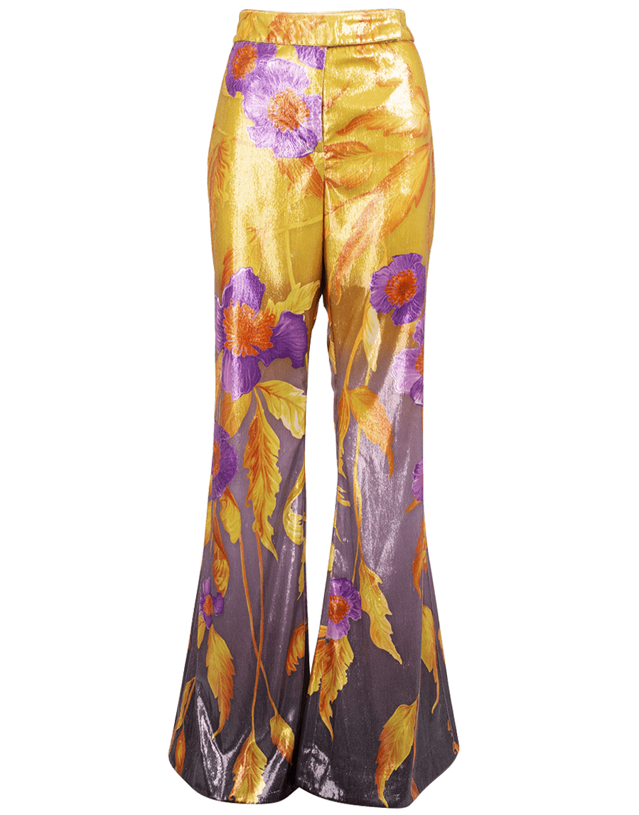 PETER PILOTTO-Printed Velvet Flare Trousers-POPPY