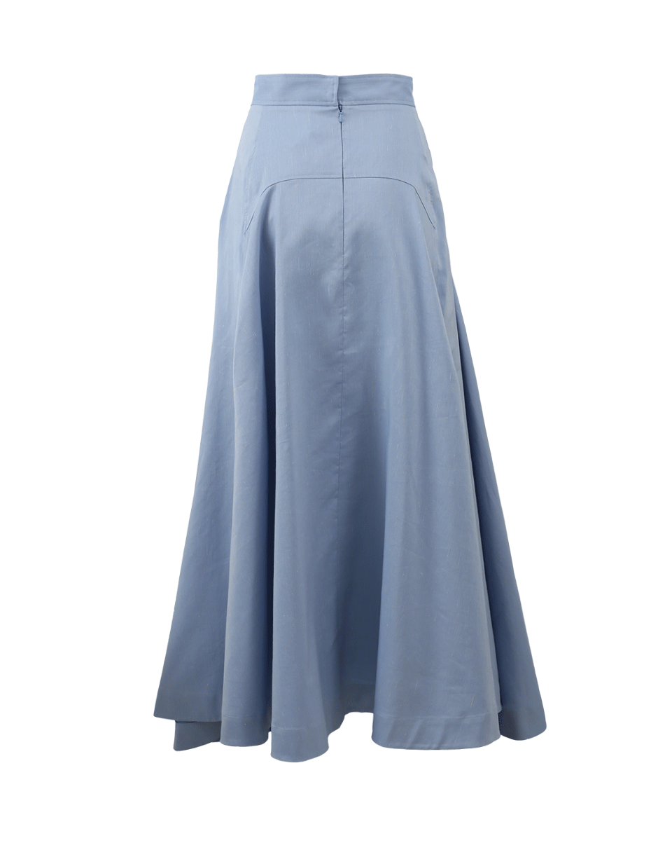 PETER PILOTTO-Cotton Linen Skirt-LGHTBLU