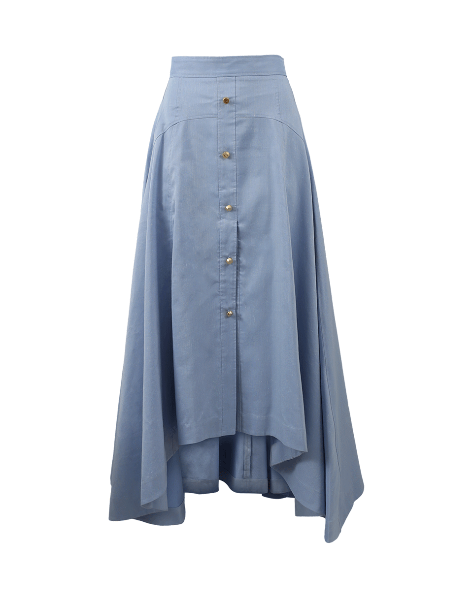 PETER PILOTTO-Cotton Linen Skirt-LGHTBLU