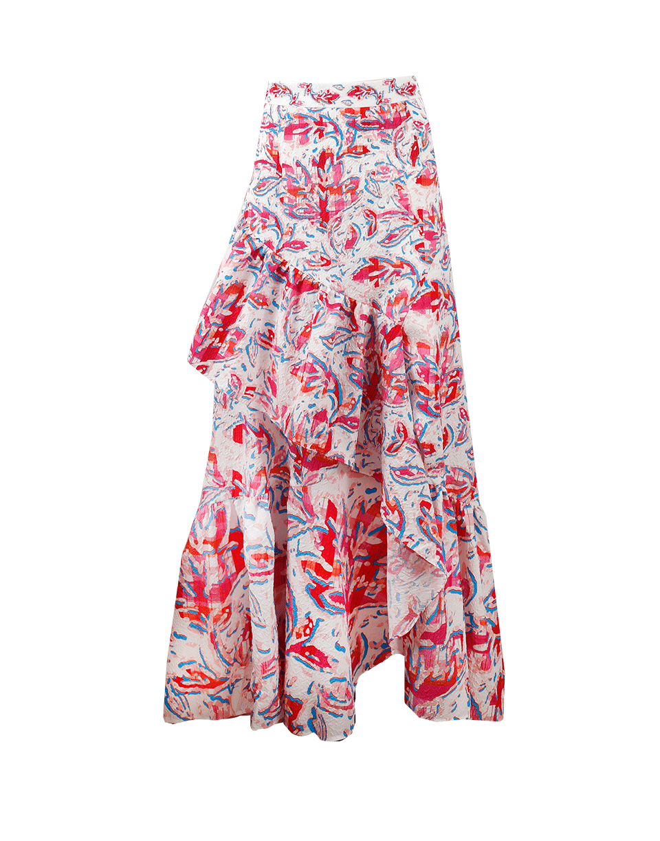 PETER PILOTTO-Leaf Print Waffle Skirt-RED