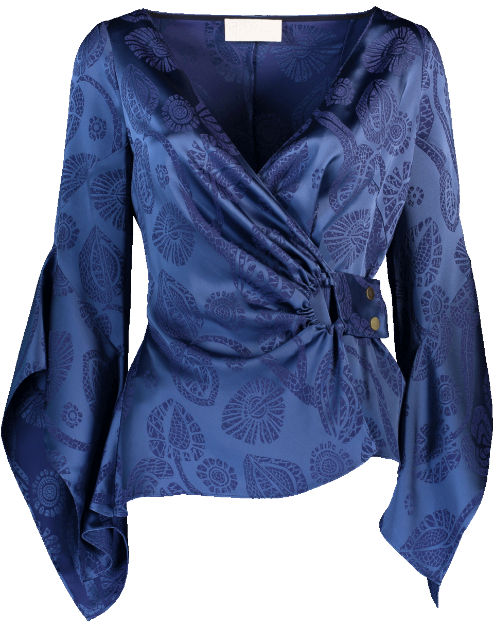 PETER PILOTTO-Satin Jacquard Wrap Blouse-