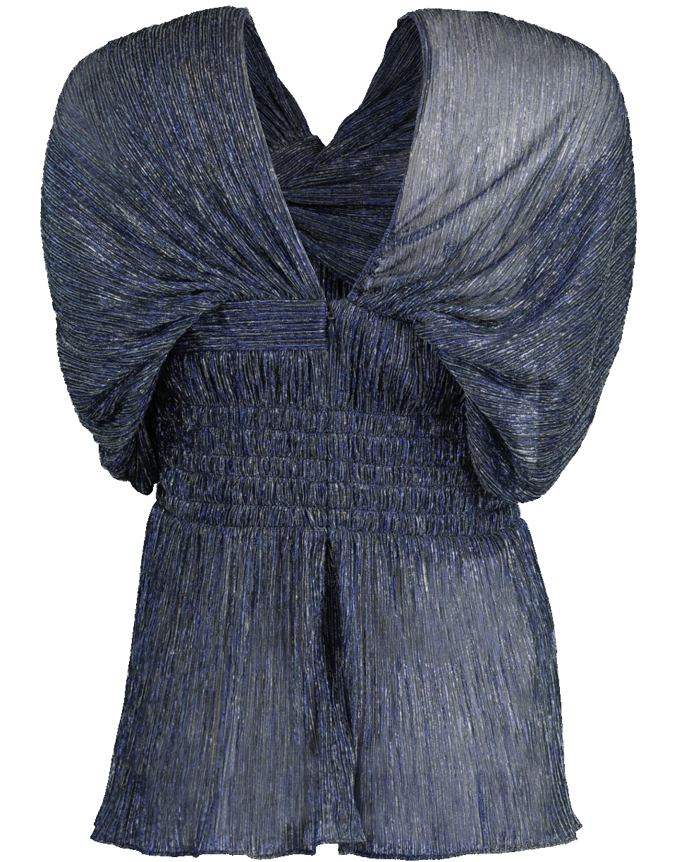 PETER PILOTTO-Metallic Smock Plisse Top-INDIGO