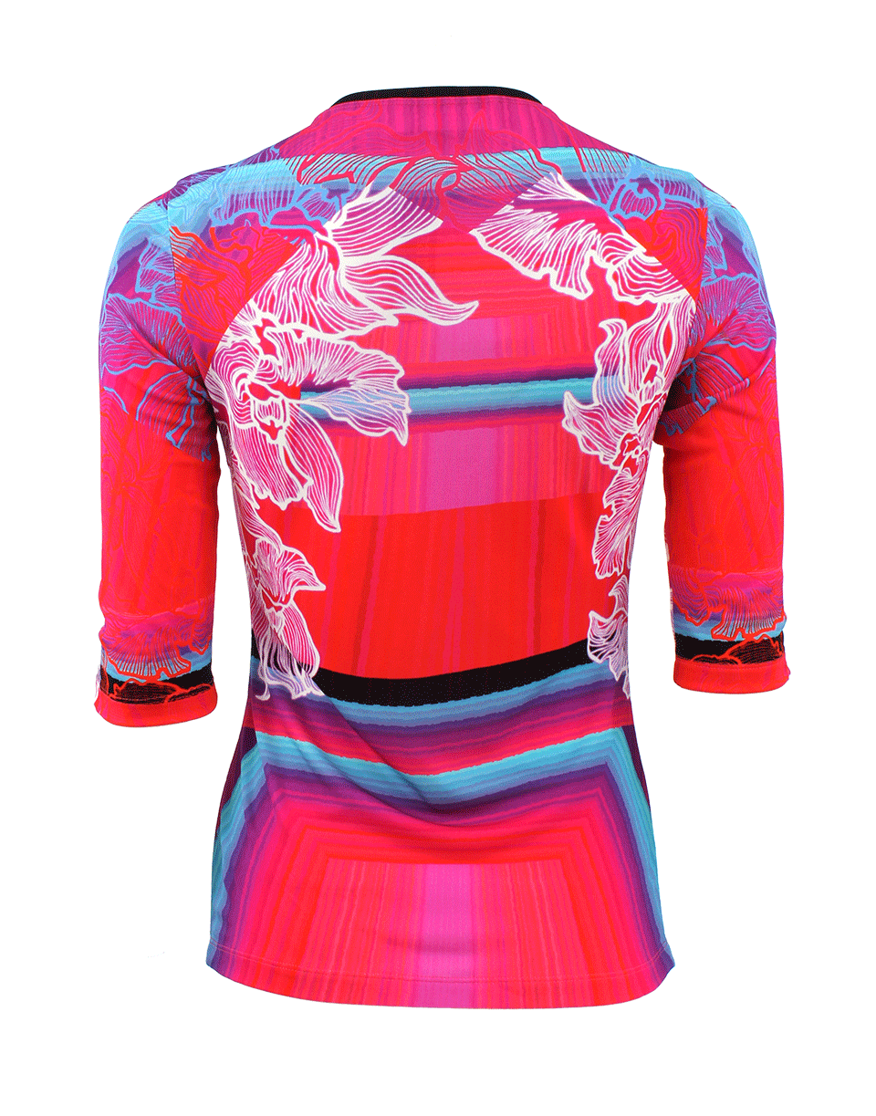 PETER PILOTTO-Three-Quarter Sleeve Jersey Print Top-ORCHPINK