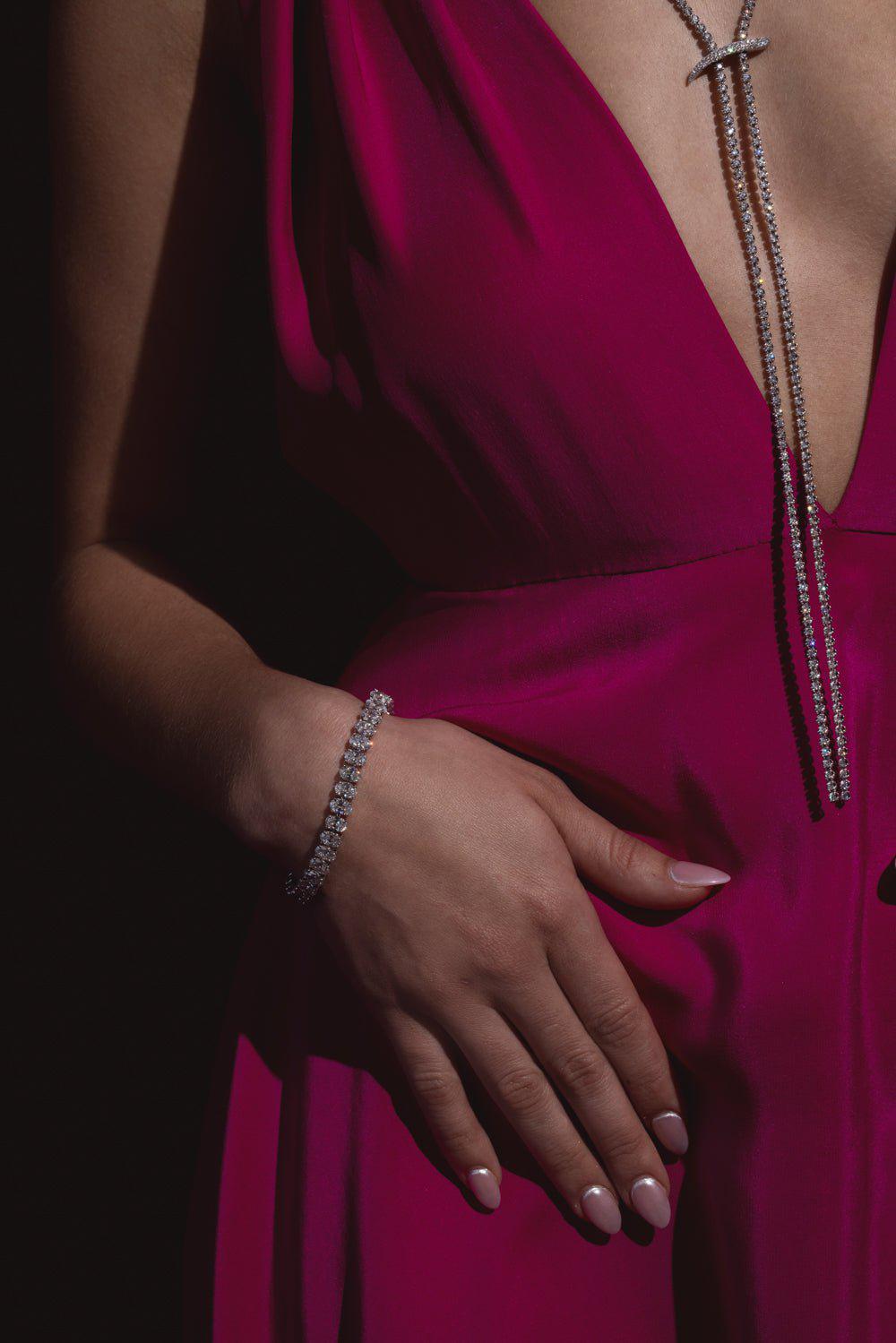 PHILLIPS HOUSE-Oval Diamond Line Bracelet-WHITE GOLD