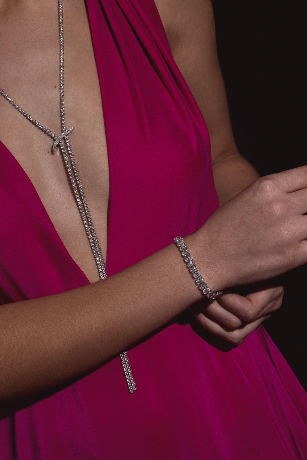 PHILLIPS HOUSE-Oval Diamond Line Bracelet-WHITE GOLD