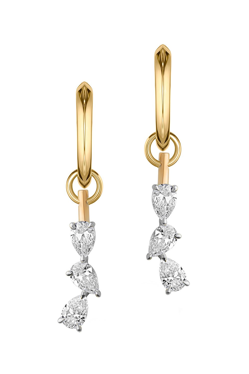 One of One Pear Triple Drop Huggie Earrings