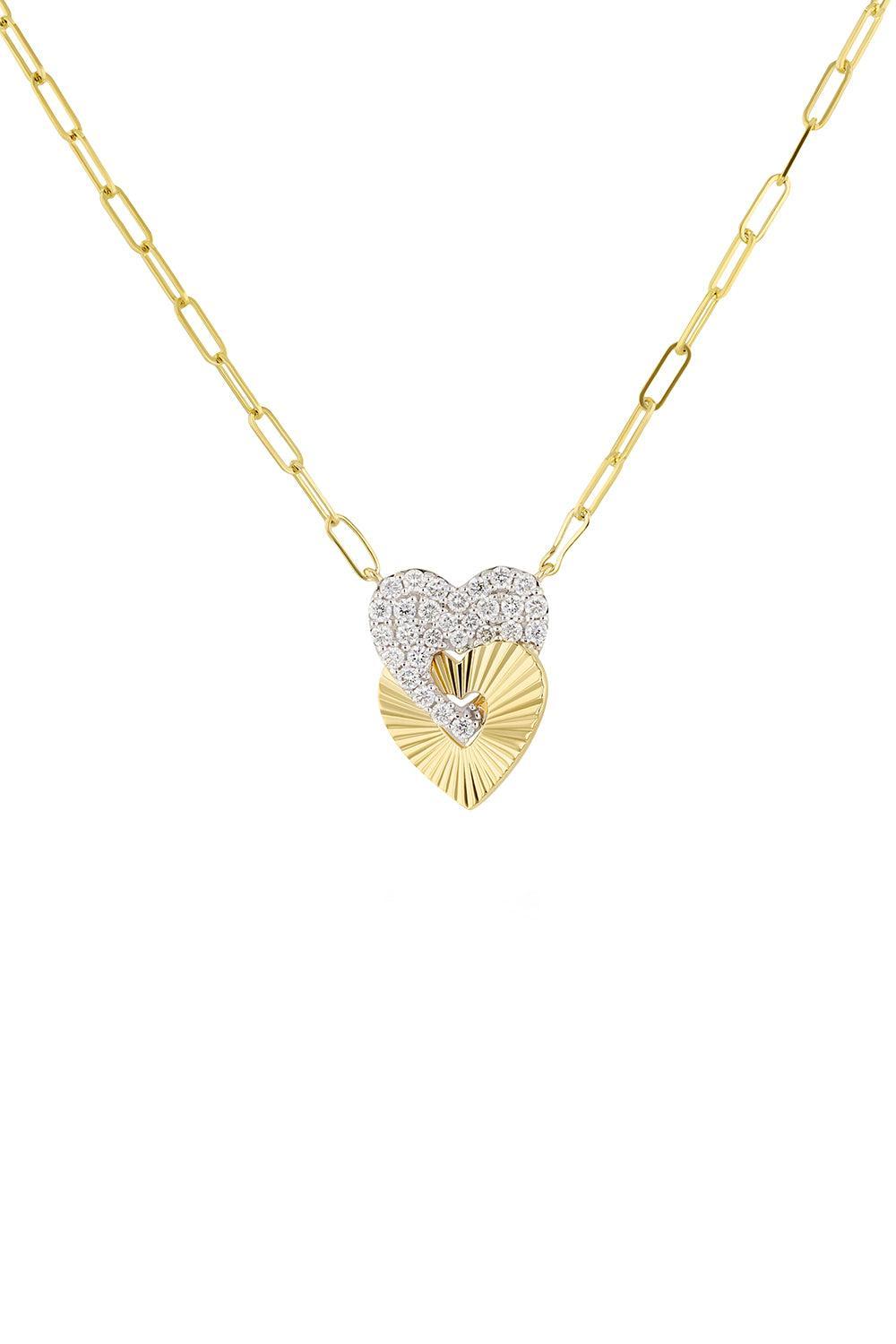Aura Mini Interlocking Heart Necklace-YELLOW GOLD-JEWELRYFINE JEWELNECKLACE O-PHILLIPS HOUSE