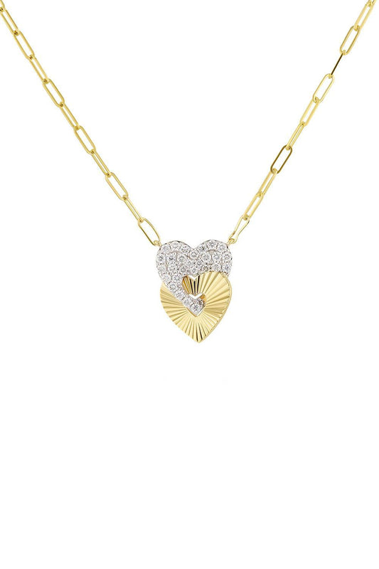 Aura Mini Interlocking Heart Necklace-YELLOW GOLD-JEWELRYFINE JEWELNECKLACE O-PHILLIPS HOUSE