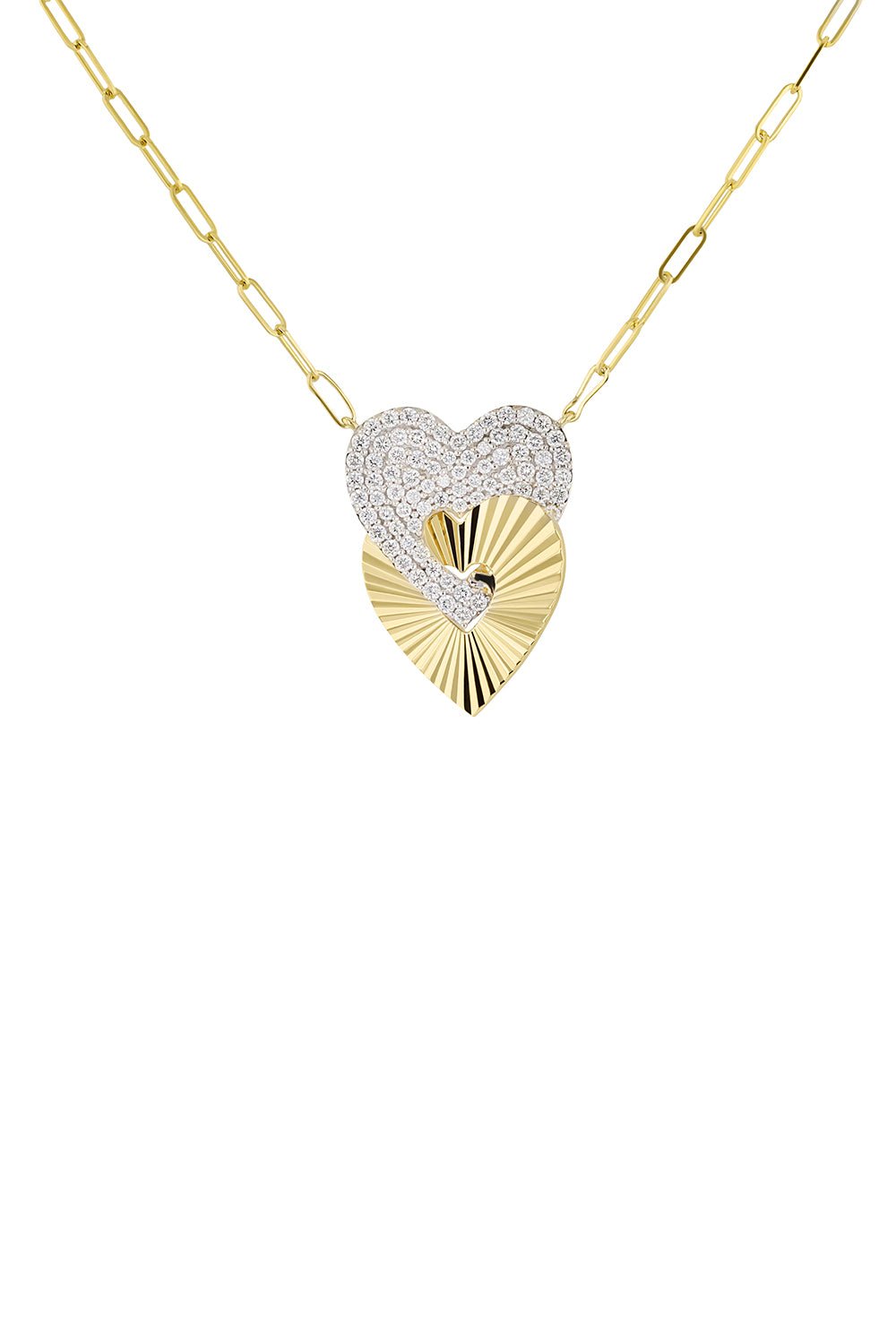 PHILLIPS HOUSE-Large Aura Interlocking Heart Necklace-YELLOW GOLD