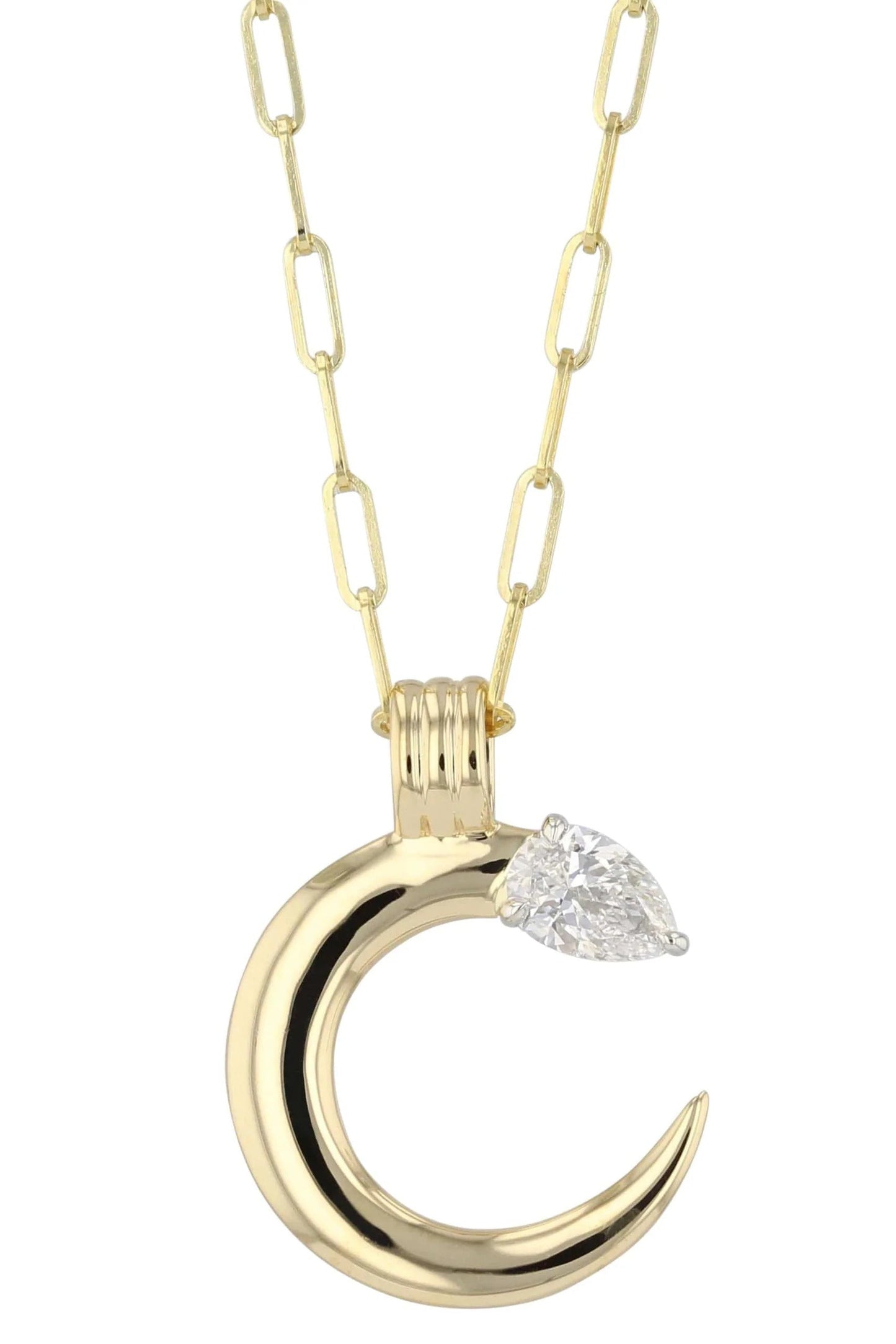 PHILLIPS HOUSE-Platinum Crescent Pear Necklace-YELLOW GOLD