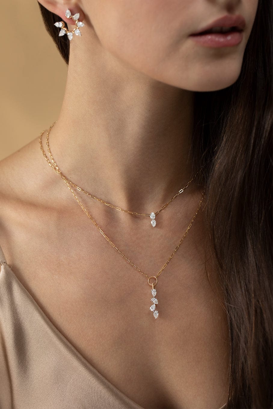 PHILLIPS HOUSE-Platinum Diamond Double Pear Necklace-YELLOW GOLD