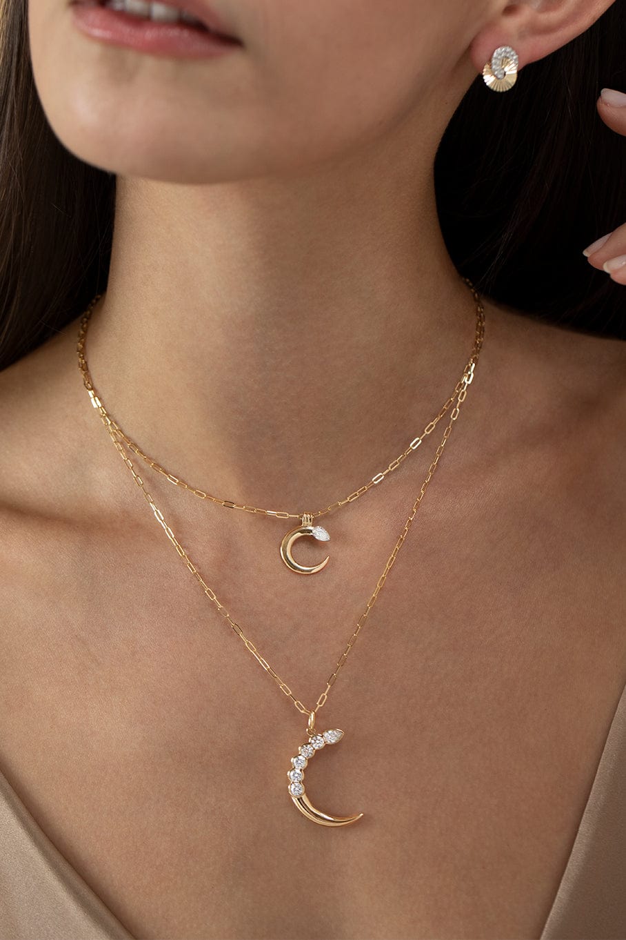 PHILLIPS HOUSE-Platinum Mini Crescent Pear Necklace-YELLOW GOLD