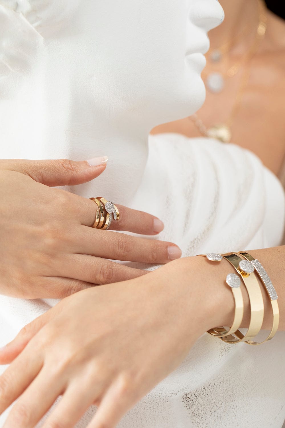 PHILLIPS HOUSE-Diamond Aura Crossover Ring-YELLOW GOLD